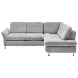 Ecksofa in Webstoff Hellgrau 242/210 cm