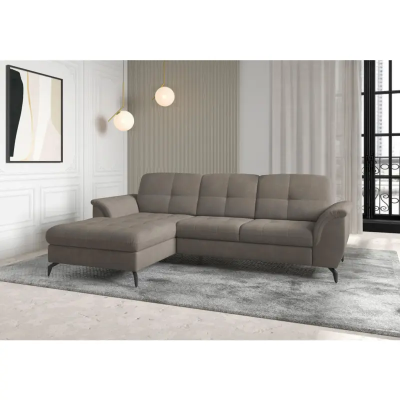 Ecksofa Zora E in Flachgewebe Schlammfarben 164/262 cm