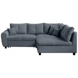 Ecksofa in Pl&uuml;sch Grau