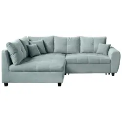 Ecksofa in Pl&uuml;sch Mintgr&uuml;n