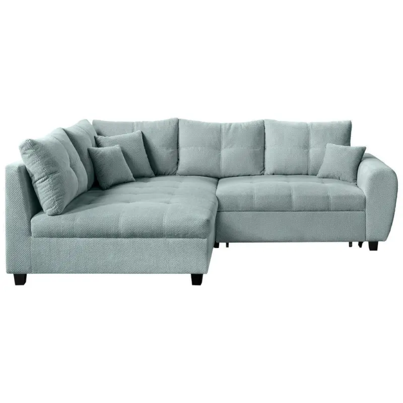 Ecksofa in Pl&uuml;sch Mintgr&uuml;n