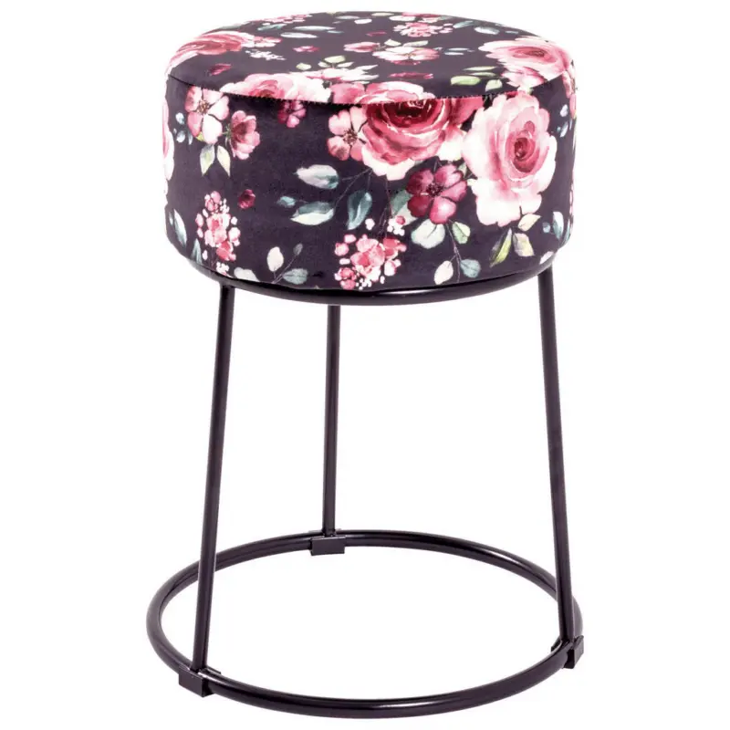 Hocker in Metall, Textil, Holzwerkstoff Multicolor, Schwarz