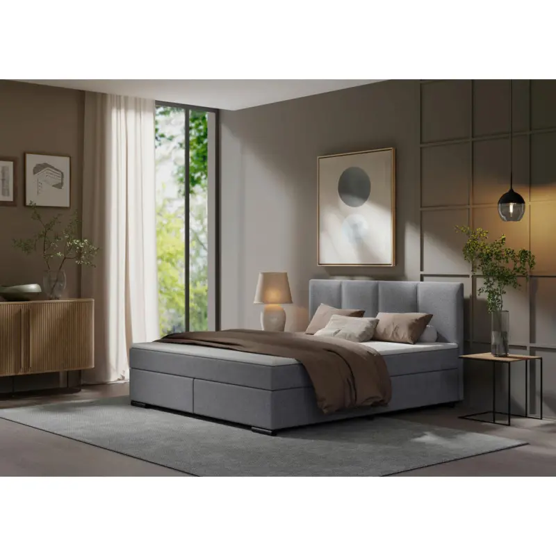 Boxspringbett 160/220 cm in Hellgrau