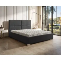 Polsterbett gepolstertes Kopfteil, Lattenrost, Bettkasten Graphitfarben 160/200 cm