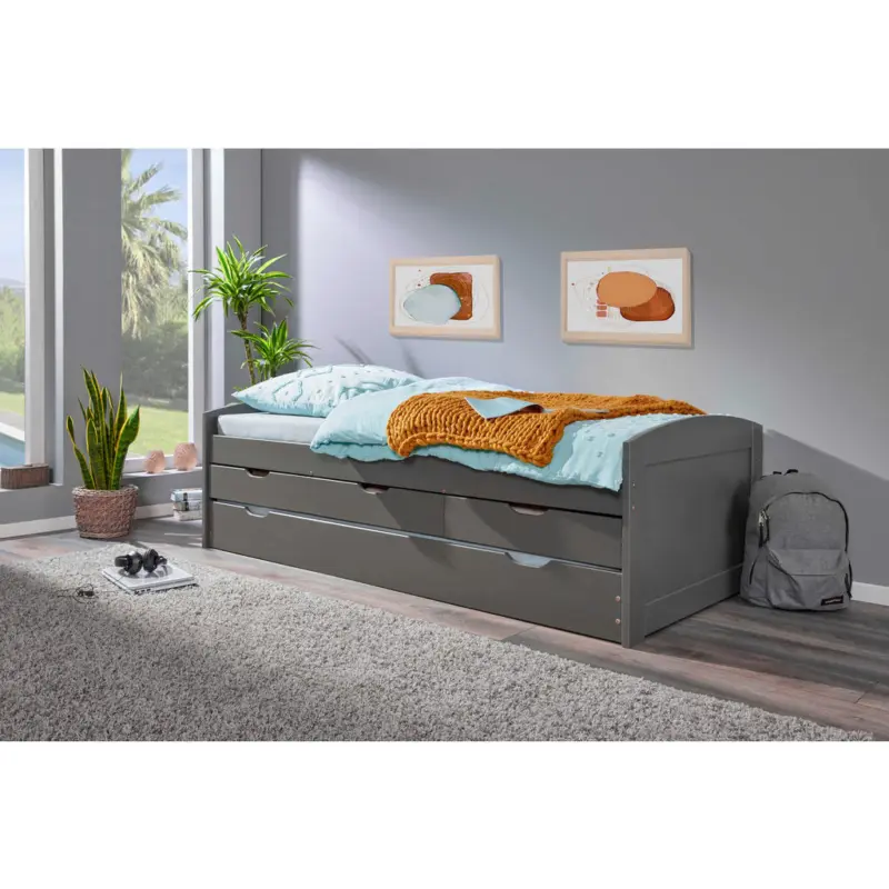 Ausziehbett 90/200 cm in Grau