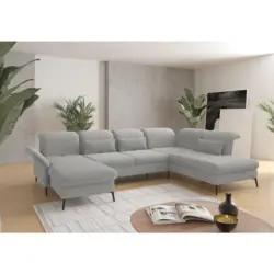 Wohnlandschaft in Flachgewebe Hellgrau