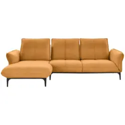 Ecksofa in Echtleder Gelb 182/277 cm