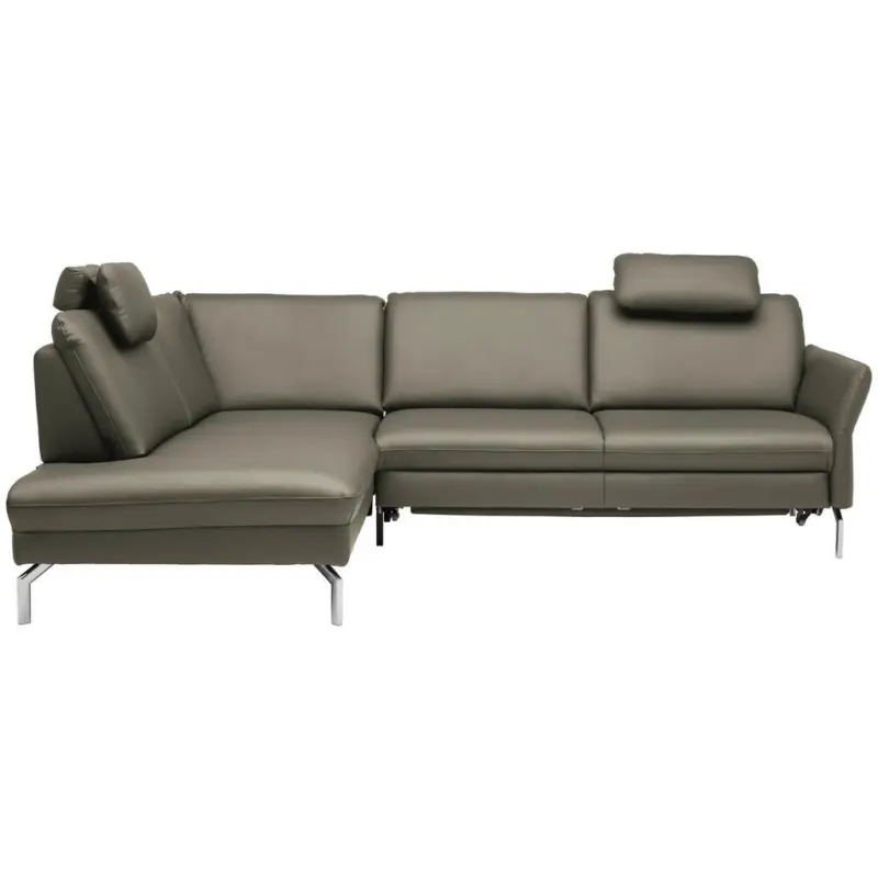 Ecksofa Beldomo premium in Echtleder Hellgrau 220/284 cm