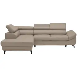 Ecksofa in Echtleder Creme 220/270 cm
