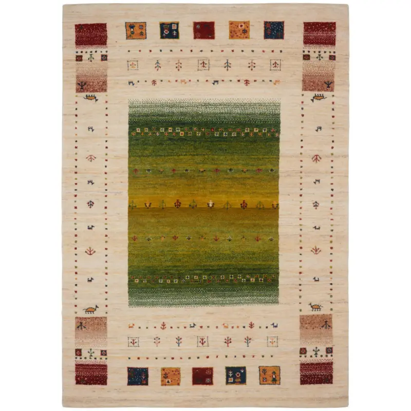 Orientteppich 70/140 cm Mother Earth Green Gr&uuml;n, Naturfarben, Dunkelgr&uuml;n