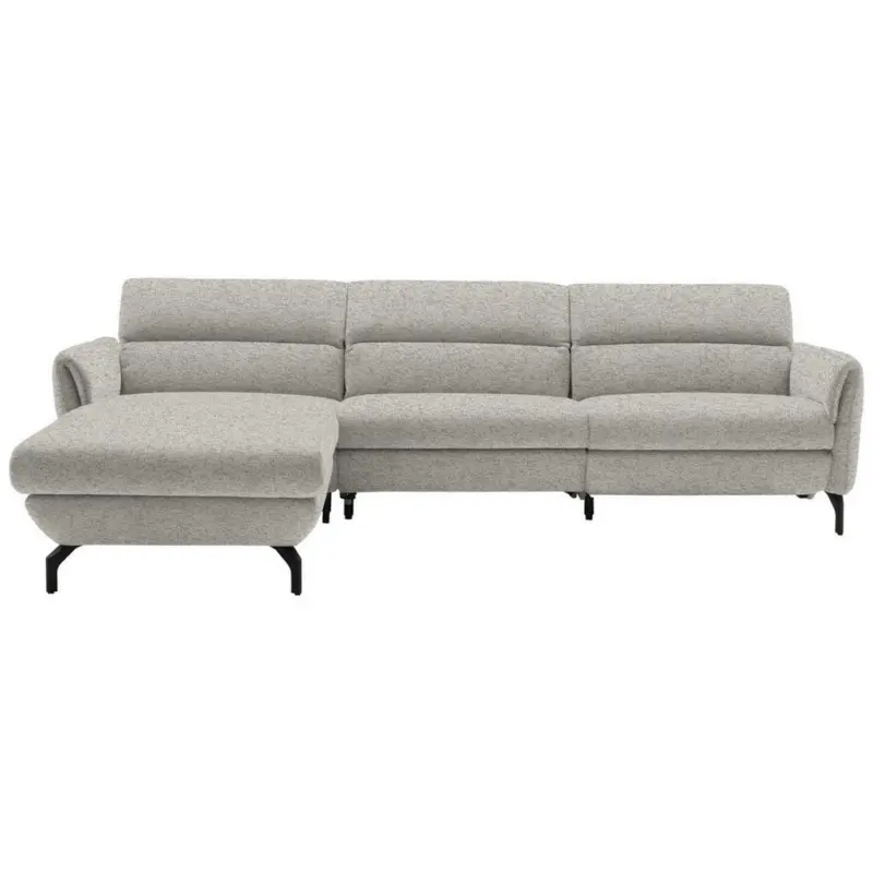 Ecksofa in Chenille Hellgrau 187/299 cm