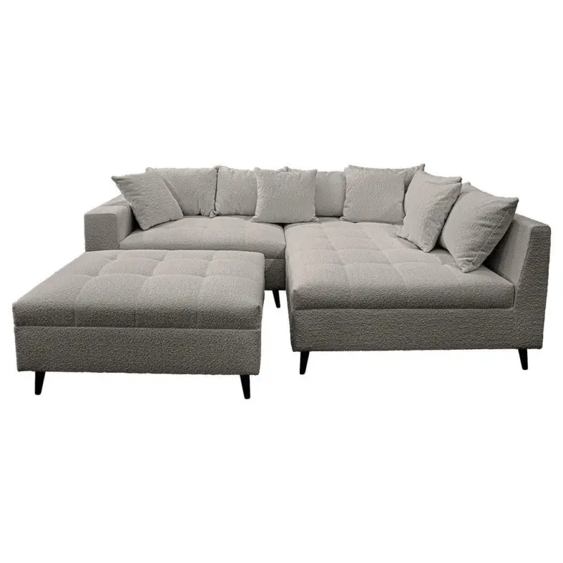 Ecksofa inkl. Hocker in Boucl&eacute; Dunkelgrau 247/174 cm