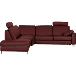 Ecksofa in Echtleder Brombeere