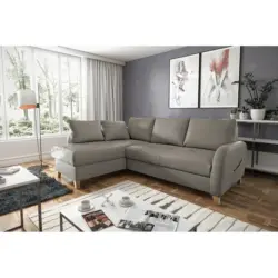 Ecksofa in Lederlook Echtleder Schlammfarben