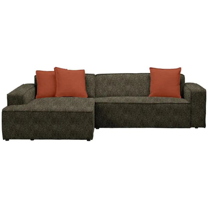 Ecksofa in Chenille Olivgr&uuml;n