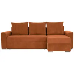 Ecksofa in Cord, Mikrofaser Rostfarben 239/141 cm