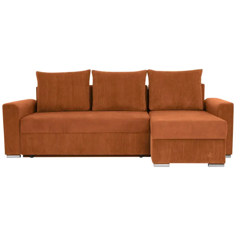 Ecksofa in Cord, Mikrofaser Rostfarben 239/141 cm