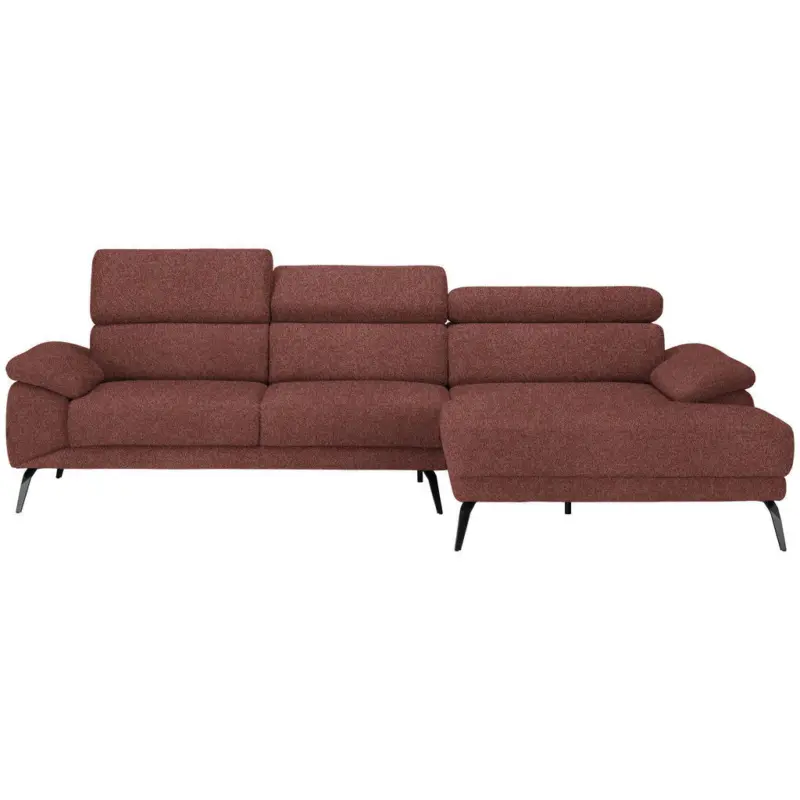 Ecksofa in Velours Weinrot 295/187 cm
