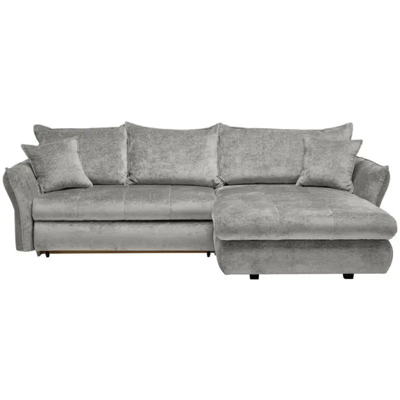 Ecksofa in Chenille Silberfarben