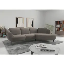 Ecksofa ZOE E in Flachgewebe Schlammfarben 309/199 cm