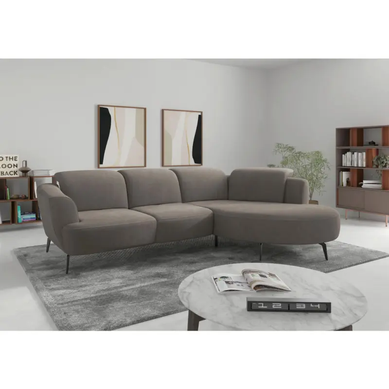 Ecksofa ZOE E in Flachgewebe Schlammfarben 309/199 cm