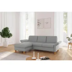 Ecksofa Rochelle E in Flachgewebe Hellgrau 164/251 cm