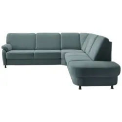 Ecksofa in Flachgewebe Blaugrau 269/287 cm