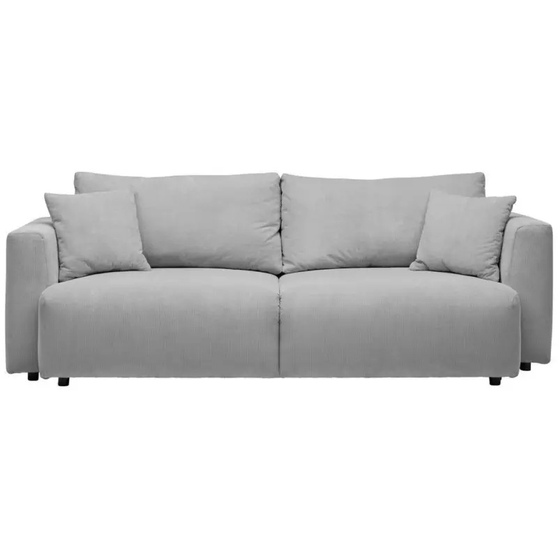 Schlafsofa in Cord Silberfarben