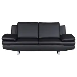 2-Sitzer-Sofa in Lederlook Schwarz