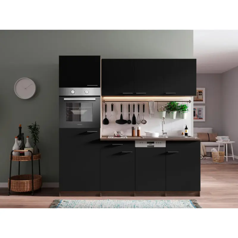 K&uuml;chenblock 205 cm in Schwarz