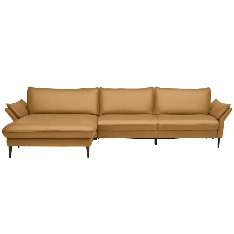 Ecksofa Valdera in Echtleder Currygelb 172/334 cm
