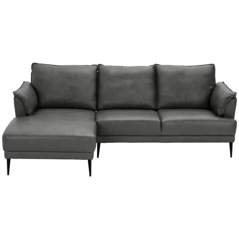 Ecksofa in Echtleder Grau 153/233 cm