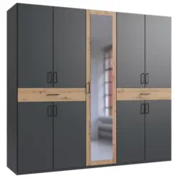 Dreht&uuml;renschrank in Graphitfarben, Eiche Artisan