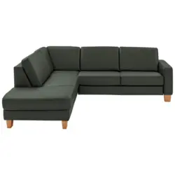 Ecksofa Valdera in Echtleder Dunkelgr&uuml;n 235/257 cm