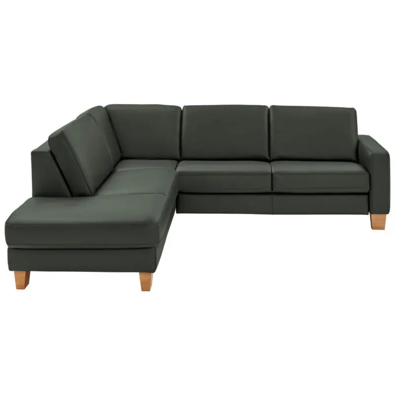 Ecksofa Valdera in Echtleder Dunkelgr&uuml;n 235/257 cm