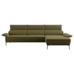 Ecksofa in Boucl&eacute; Olivgr&uuml;n 330/186 cm