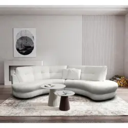 Ecksofa in Boucl&eacute; Hellgrau 300/113 cm