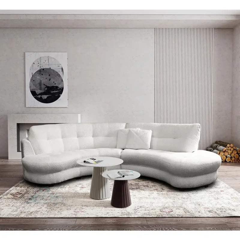 Ecksofa in Boucl&eacute; Hellgrau 300/113 cm