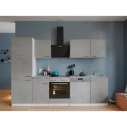 K&uuml;chenblock 280 cm in Grau, Wei&szlig;