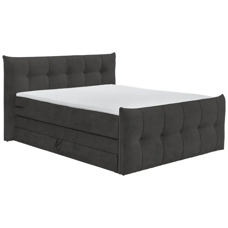 Boxspringbett 180/200 cm in Graphitfarben, Schwarz