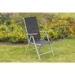 Gartenklappsessel-Set in Metall, Textil Schwarz