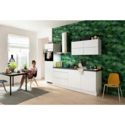 K&uuml;chenleerblock 270 cm in Wei&szlig;, Dunkelgrau