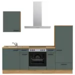 XXXLutz Lauterach - Ihr M&ouml;belhaus bei Bregenz K&uuml;chenblock 240 cm in Eichefarben, Dunkelgr&uuml;n