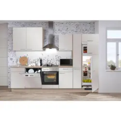 K&uuml;chenblock 310 cm in Grau, Eichefarben, Kaschmir