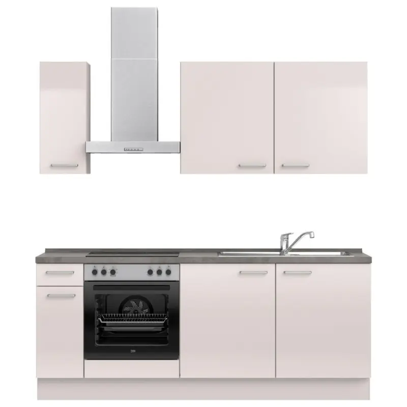 K&uuml;chenblock 210 cm in Schieferfarben, Hellgrau