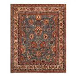 Orientteppich 140/200 cm Malayer Hellblau, Beige