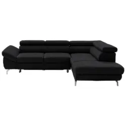 Ecksofa in Echtleder Schwarz 270/220 cm