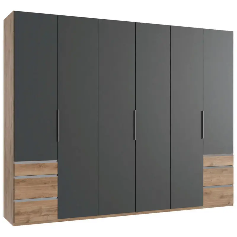 Dreht&uuml;renschrank in Graphitfarben, Eichefarben