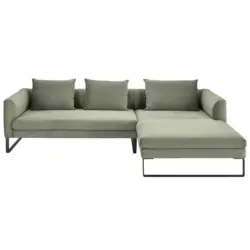 Ecksofa in Feincord Olivgr&uuml;n 284/178 cm