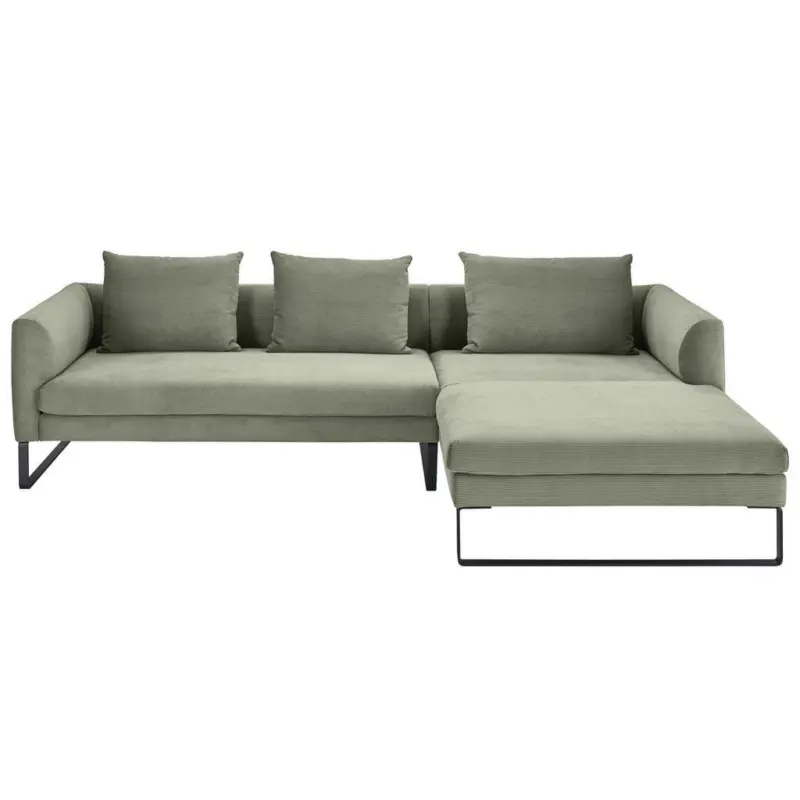 Ecksofa in Feincord Olivgr&uuml;n 284/178 cm
